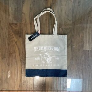 New with Tags Attached, Two-Tone Bleached Denim Tote